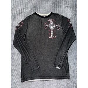 Affliction Men's Reversible Long Sleeve Thermal Shirt Graphic Print Sz L